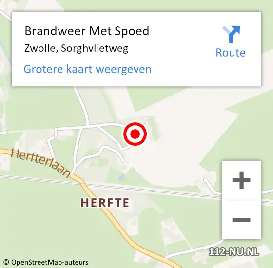 Locatie op kaart van de 112 melding: Brandweer Met Spoed Naar Zwolle, Sorghvlietweg op 12 augustus 2022 15:25