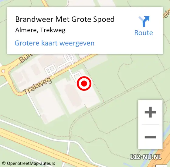 Locatie op kaart van de 112 melding: Brandweer Met Grote Spoed Naar Almere, Trekweg op 12 augustus 2022 15:26