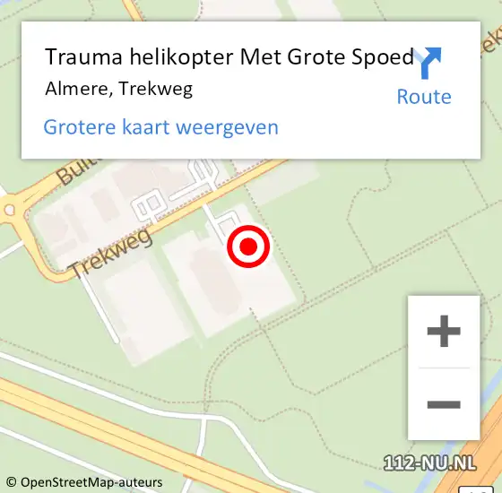 Locatie op kaart van de 112 melding: Trauma helikopter Met Grote Spoed Naar Almere, Trekweg op 12 augustus 2022 15:28