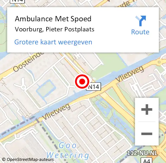 Locatie op kaart van de 112 melding: Ambulance Met Spoed Naar Voorburg, Pieter Postplaats op 12 augustus 2022 15:32