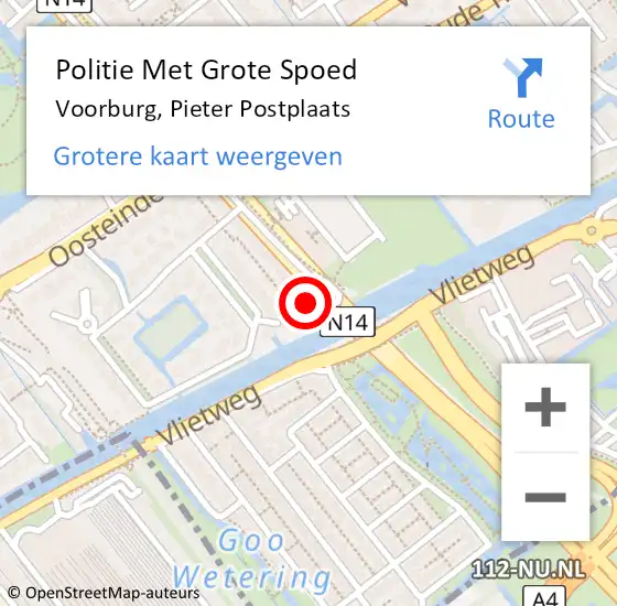 Locatie op kaart van de 112 melding: Politie Met Grote Spoed Naar Voorburg, Pieter Postplaats op 12 augustus 2022 15:33