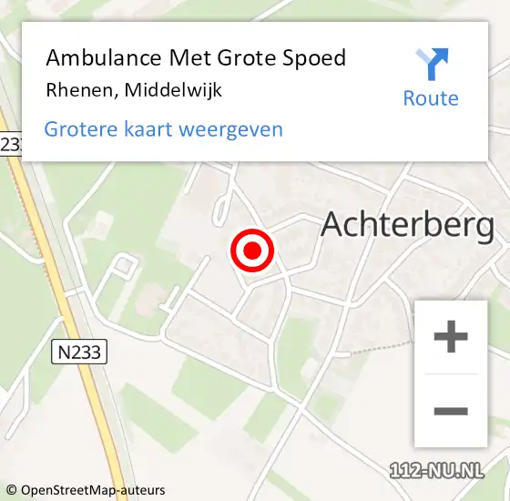 Locatie op kaart van de 112 melding: Ambulance Met Grote Spoed Naar Rhenen, Middelwijk op 12 augustus 2022 15:36