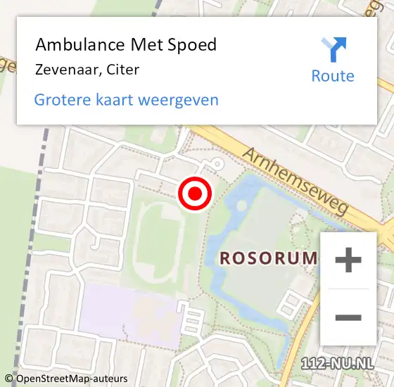 Locatie op kaart van de 112 melding: Ambulance Met Spoed Naar Zevenaar, Citer op 12 augustus 2022 15:52