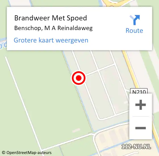 Locatie op kaart van de 112 melding: Brandweer Met Spoed Naar Benschop, M A Reinaldaweg op 12 augustus 2022 15:54