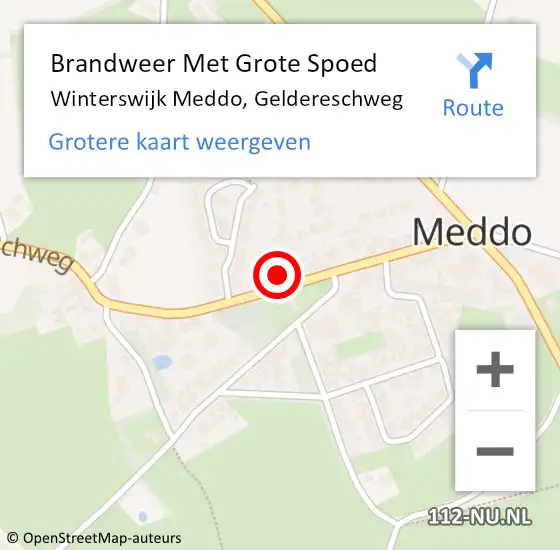 Locatie op kaart van de 112 melding: Brandweer Met Grote Spoed Naar Winterswijk Meddo, Geldereschweg op 12 augustus 2022 15:57