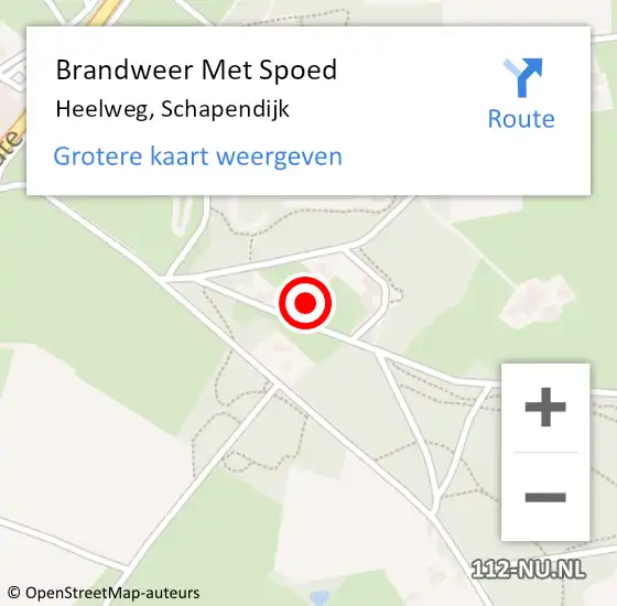 Locatie op kaart van de 112 melding: Brandweer Met Spoed Naar Heelweg, Schapendijk op 12 augustus 2022 15:58