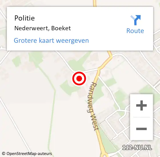 Locatie op kaart van de 112 melding: Politie Nederweert, Boeket op 12 augustus 2022 16:02