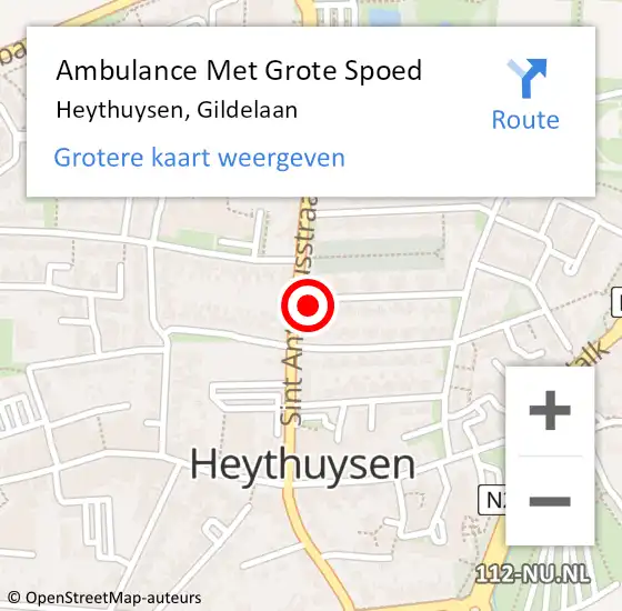 Locatie op kaart van de 112 melding: Ambulance Met Grote Spoed Naar Heythuysen, Gildelaan op 26 juli 2014 04:54