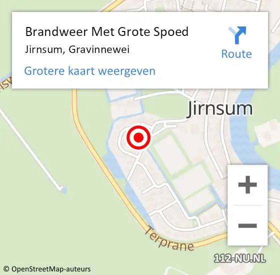 Locatie op kaart van de 112 melding: Brandweer Met Grote Spoed Naar Jirnsum, Gravinnewei op 12 augustus 2022 16:27