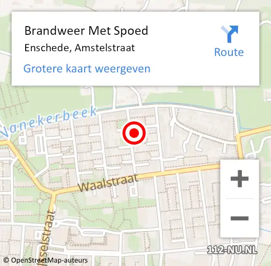 Locatie op kaart van de 112 melding: Brandweer Met Spoed Naar Enschede, Amstelstraat op 12 augustus 2022 16:33