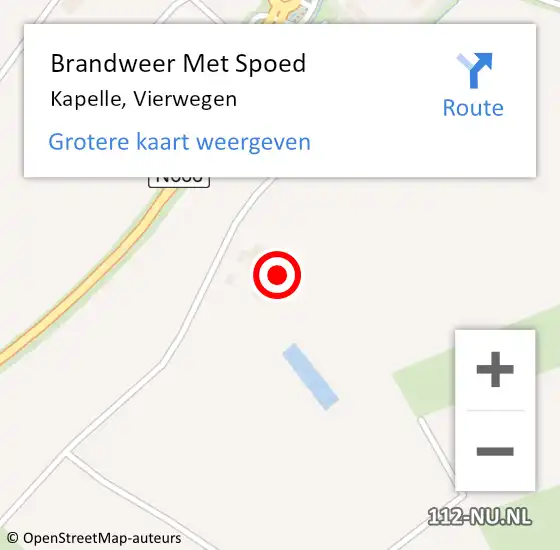 Locatie op kaart van de 112 melding: Brandweer Met Spoed Naar Kapelle, Vierwegen op 12 augustus 2022 16:51