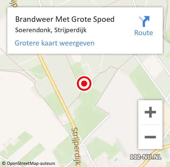 Locatie op kaart van de 112 melding: Brandweer Met Grote Spoed Naar Soerendonk, Strijperdijk op 12 augustus 2022 17:02