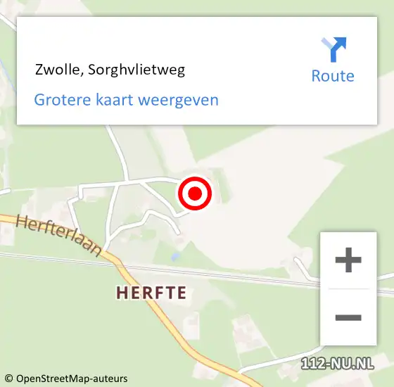 Locatie op kaart van de 112 melding:  Zwolle, Sorghvlietweg op 12 augustus 2022 17:02