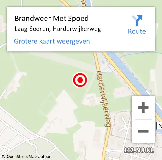 Locatie op kaart van de 112 melding: Brandweer Met Spoed Naar Laag-Soeren, Harderwijkerweg op 12 augustus 2022 17:12
