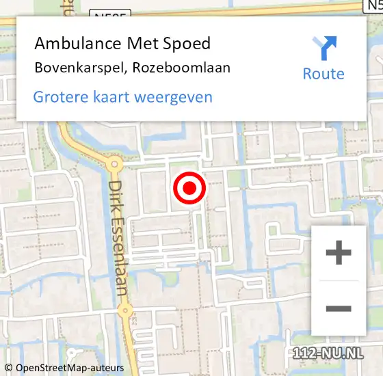 Locatie op kaart van de 112 melding: Ambulance Met Spoed Naar Bovenkarspel, Rozeboomlaan op 12 augustus 2022 17:14