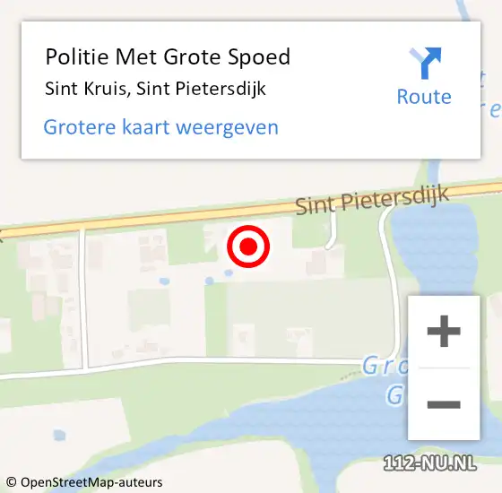 Locatie op kaart van de 112 melding: Politie Met Grote Spoed Naar Sint Kruis, Sint Pietersdijk op 12 augustus 2022 17:32