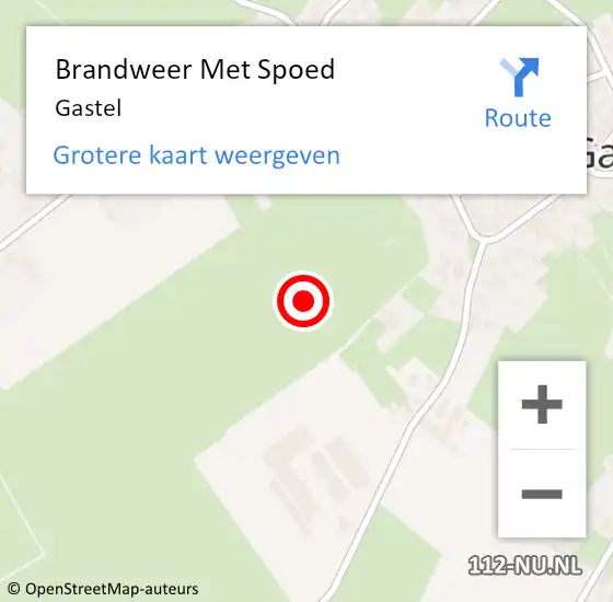 Locatie op kaart van de 112 melding: Brandweer Met Spoed Naar Gastel op 12 augustus 2022 17:48