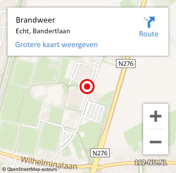 Locatie op kaart van de 112 melding: Brandweer Echt, Bandertlaan op 12 augustus 2022 17:51