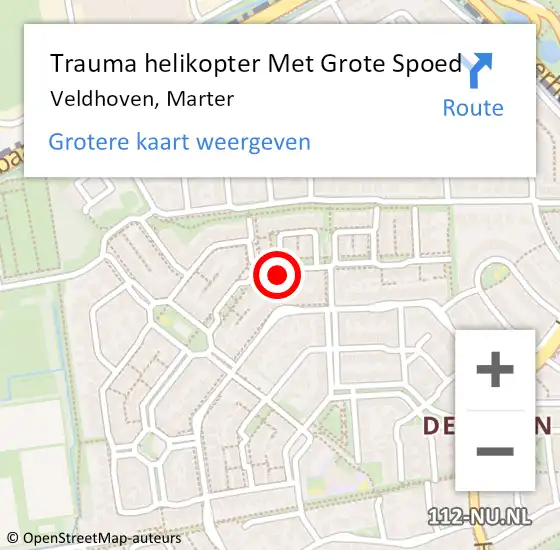 Locatie op kaart van de 112 melding: Trauma helikopter Met Grote Spoed Naar Veldhoven, Marter op 12 augustus 2022 18:03