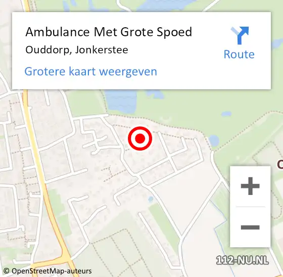 Locatie op kaart van de 112 melding: Ambulance Met Grote Spoed Naar Ouddorp, Jonkerstee op 12 augustus 2022 18:09