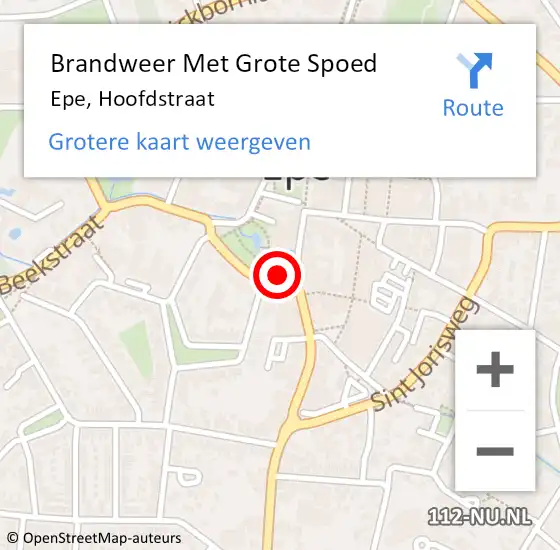 Locatie op kaart van de 112 melding: Brandweer Met Grote Spoed Naar Epe, Hoofdstraat op 12 augustus 2022 18:22