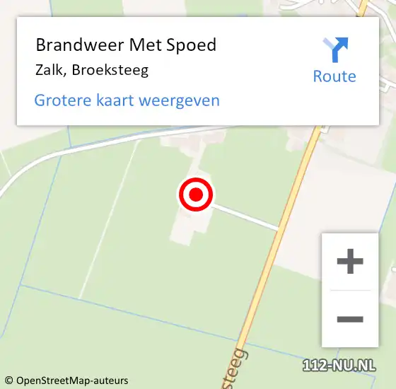 Locatie op kaart van de 112 melding: Brandweer Met Spoed Naar Zalk, Broeksteeg op 12 augustus 2022 18:23