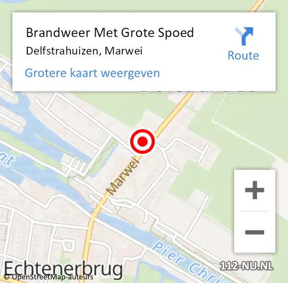Locatie op kaart van de 112 melding: Brandweer Met Grote Spoed Naar Delfstrahuizen, Marwei op 12 augustus 2022 18:48