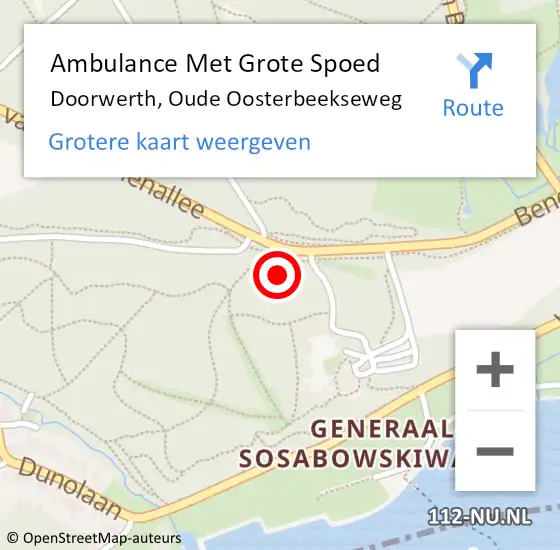 Locatie op kaart van de 112 melding: Ambulance Met Grote Spoed Naar Doorwerth, Oude Oosterbeekseweg op 12 augustus 2022 19:13