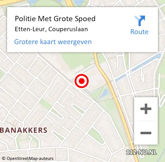 Locatie op kaart van de 112 melding: Politie Met Grote Spoed Naar Etten-Leur, Couperuslaan op 12 augustus 2022 19:36