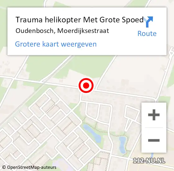 Locatie op kaart van de 112 melding: Trauma helikopter Met Grote Spoed Naar Oudenbosch, Moerdijksestraat op 12 augustus 2022 19:57