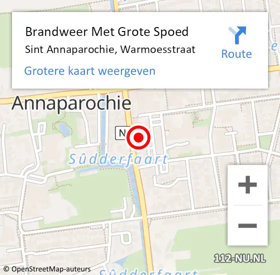 Locatie op kaart van de 112 melding: Brandweer Met Grote Spoed Naar Sint Annaparochie, Warmoesstraat op 26 juli 2014 06:03