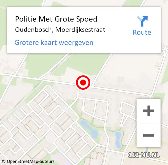 Locatie op kaart van de 112 melding: Politie Met Grote Spoed Naar Oudenbosch, Moerdijksestraat op 12 augustus 2022 20:05