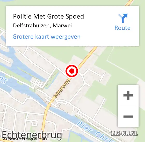 Locatie op kaart van de 112 melding: Politie Met Grote Spoed Naar Delfstrahuizen, Marwei op 12 augustus 2022 20:07