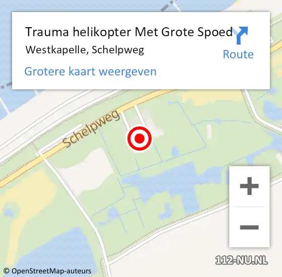 Locatie op kaart van de 112 melding: Trauma helikopter Met Grote Spoed Naar Westkapelle, Schelpweg op 12 augustus 2022 20:13
