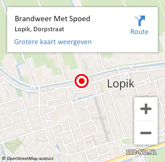 Locatie op kaart van de 112 melding: Brandweer Met Spoed Naar Lopik, Dorpstraat op 12 augustus 2022 20:22