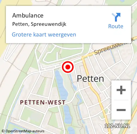 Locatie op kaart van de 112 melding: Ambulance Petten, Spreeuwendijk op 12 augustus 2022 20:22