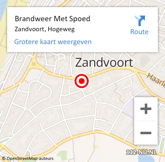 Locatie op kaart van de 112 melding: Brandweer Met Spoed Naar Zandvoort, Hogeweg op 12 augustus 2022 20:43
