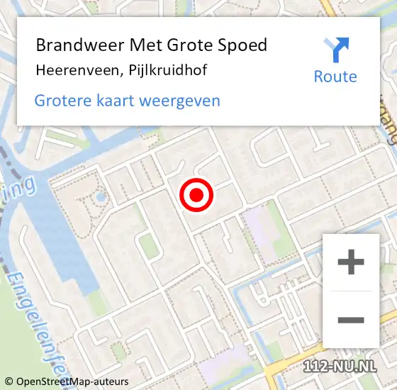 Locatie op kaart van de 112 melding: Brandweer Met Grote Spoed Naar Heerenveen, Pijlkruidhof op 12 augustus 2022 20:50