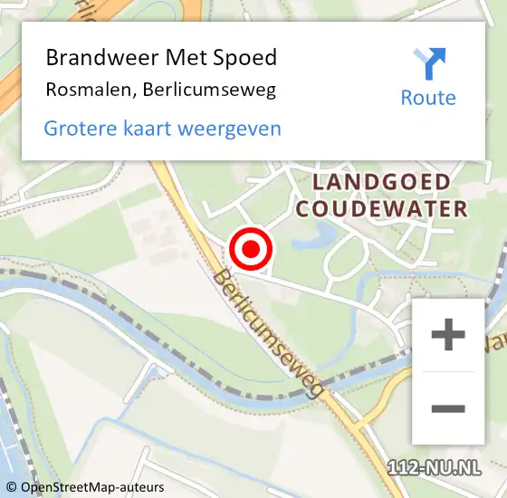 Locatie op kaart van de 112 melding: Brandweer Met Spoed Naar Rosmalen, Berlicumseweg op 12 augustus 2022 20:57