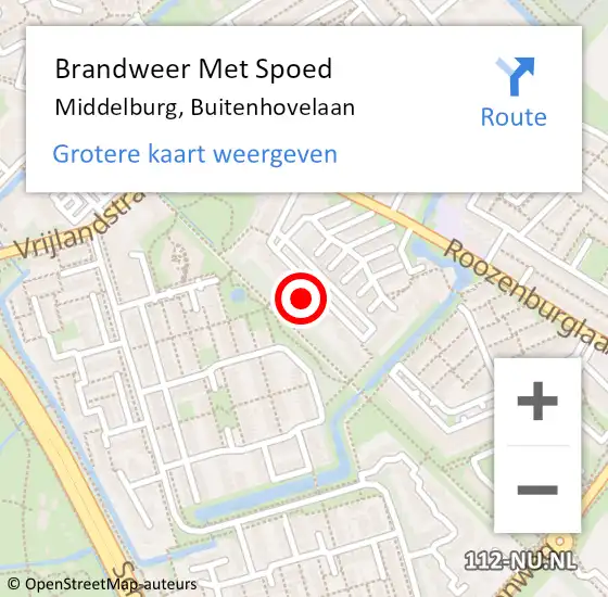 Locatie op kaart van de 112 melding: Brandweer Met Spoed Naar Middelburg, Buitenhovelaan op 12 augustus 2022 21:05