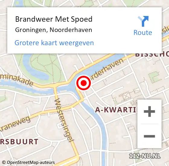 Locatie op kaart van de 112 melding: Brandweer Met Spoed Naar Groningen, Noorderhaven op 12 augustus 2022 21:13