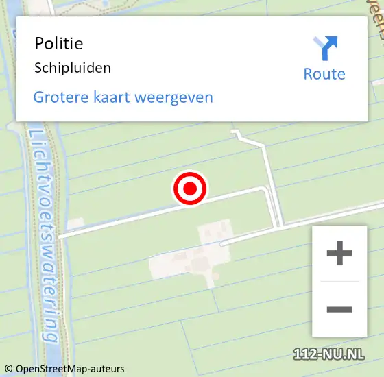 Locatie op kaart van de 112 melding: Politie Schipluiden op 12 augustus 2022 21:26