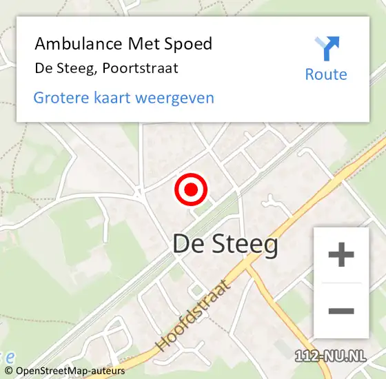 Locatie op kaart van de 112 melding: Ambulance Met Spoed Naar De Steeg, Poortstraat op 12 augustus 2022 21:26