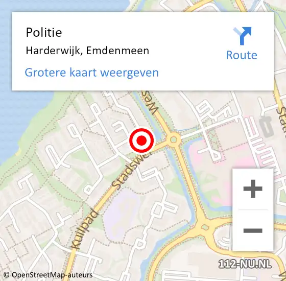 Locatie op kaart van de 112 melding: Politie Harderwijk, Emdenmeen op 12 augustus 2022 21:33