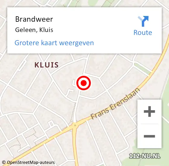 Locatie op kaart van de 112 melding: Brandweer Geleen, Kluis op 12 augustus 2022 21:40