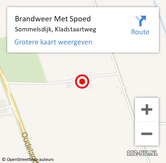 Locatie op kaart van de 112 melding: Brandweer Met Spoed Naar Sommelsdijk, Kladstaartweg op 12 augustus 2022 21:46