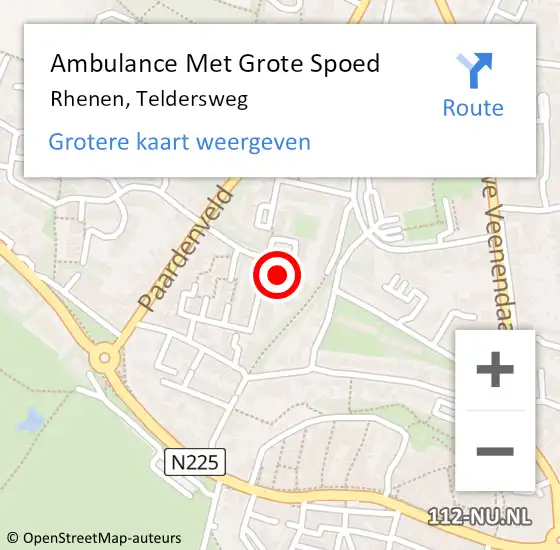 Locatie op kaart van de 112 melding: Ambulance Met Grote Spoed Naar Rhenen, Teldersweg op 12 augustus 2022 21:50