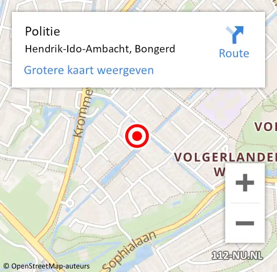 Locatie op kaart van de 112 melding: Politie Hendrik-Ido-Ambacht, Bongerd op 12 augustus 2022 21:58