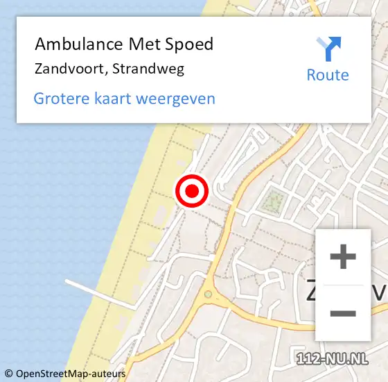 Locatie op kaart van de 112 melding: Ambulance Met Spoed Naar Zandvoort, Strandweg op 12 augustus 2022 22:15