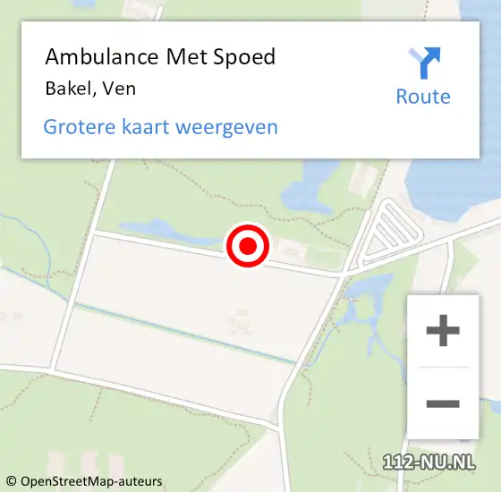 Locatie op kaart van de 112 melding: Ambulance Met Spoed Naar Bakel, Ven op 12 augustus 2022 22:28